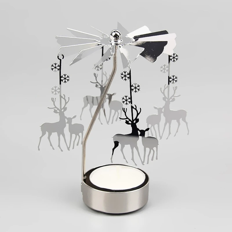 Rotating Tea Light Candle Holder Carousel Spinning Tealight Stand Candleholders for Romantic Wedding Party Home DropShipping