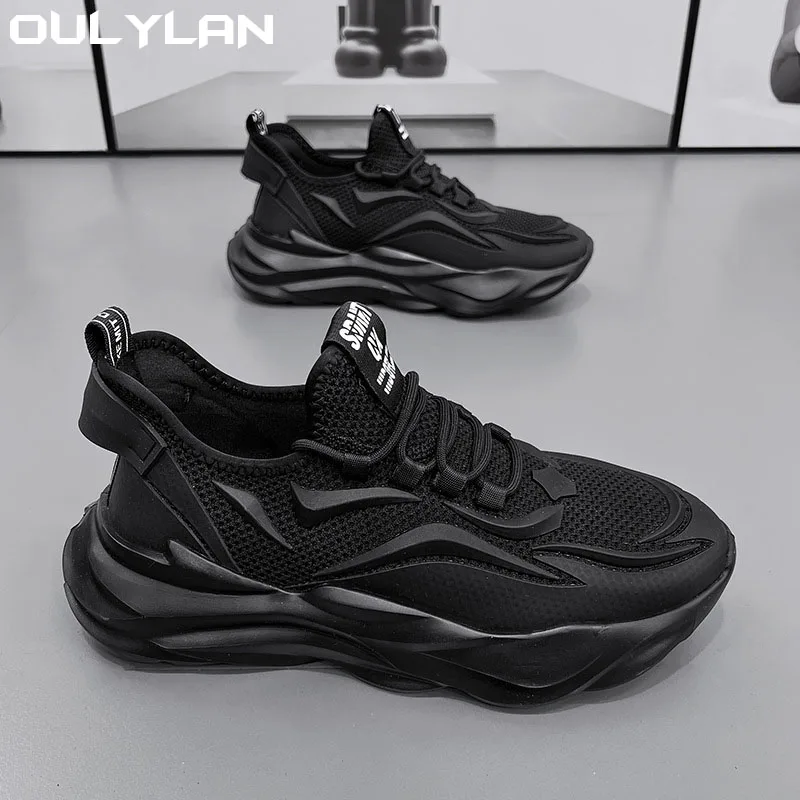 Oulylan Casual Sneakers Outdoor Breathable Lightweight White Black Running Shoes Men Tennis Shoes Fashion Men Sport Shoes