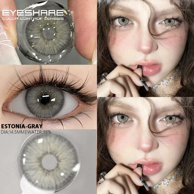 EYESHARE 2pcs Myopia Color Contact Lenses for Eyes Gray Pupils with Diopters Blue Eye Lenses Brown Natural Lenses Green Eye Lens