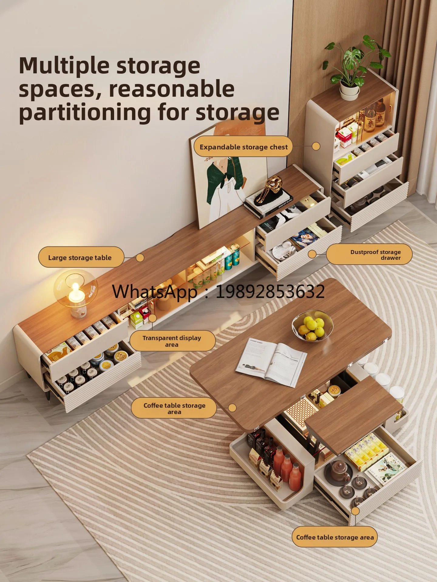 LYY Solid Wood Three-Drawer  for Home Living Room, Wall-Mounted Small Side Cabinet by TV,  Cabinet by Sofa,