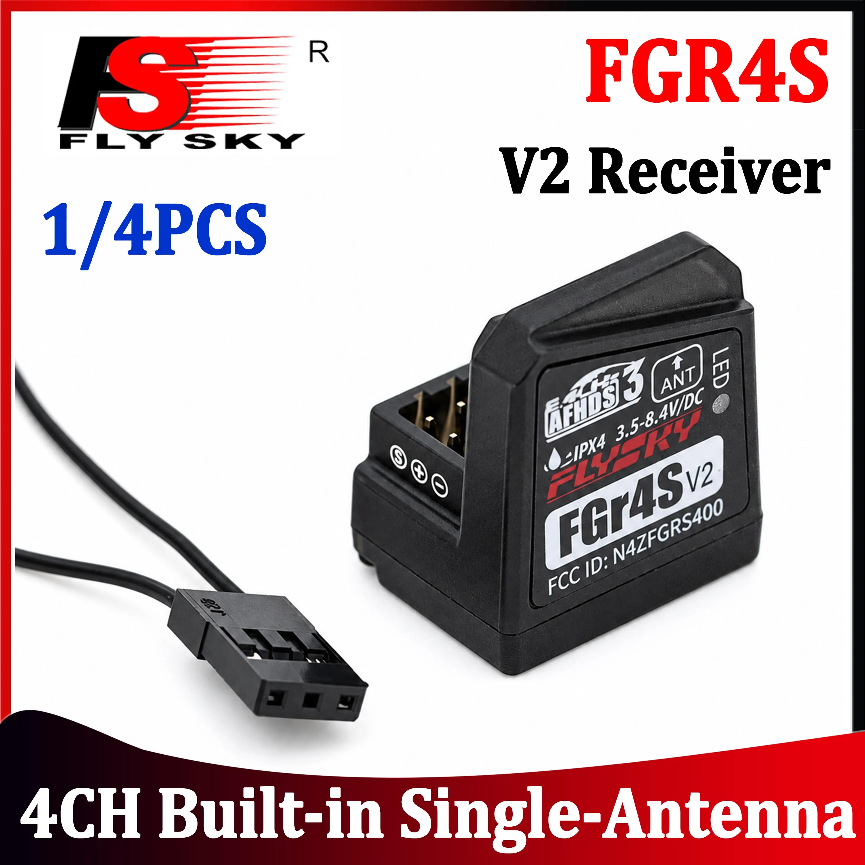 Flysky FGR4S V2 Receiver AFHDS Built-in Single-Antenna Bidirectional PWM / PPM / IBUS Output for NB4 PL18 NB4+ RC Transmitter