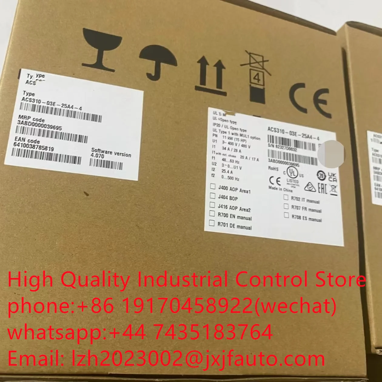 ACS310 series VFD，ACS310-03E-17A2-4，order  number  3AUA0000039634