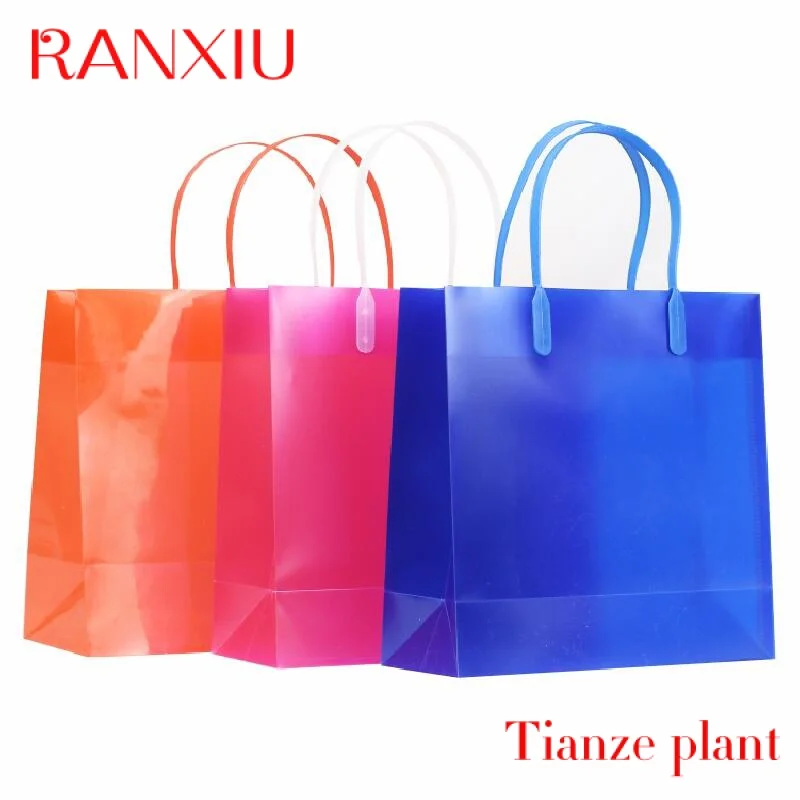 Custom Custom Pvc Plastic Shopping Bag with logo transparent handle bags packing for gifts