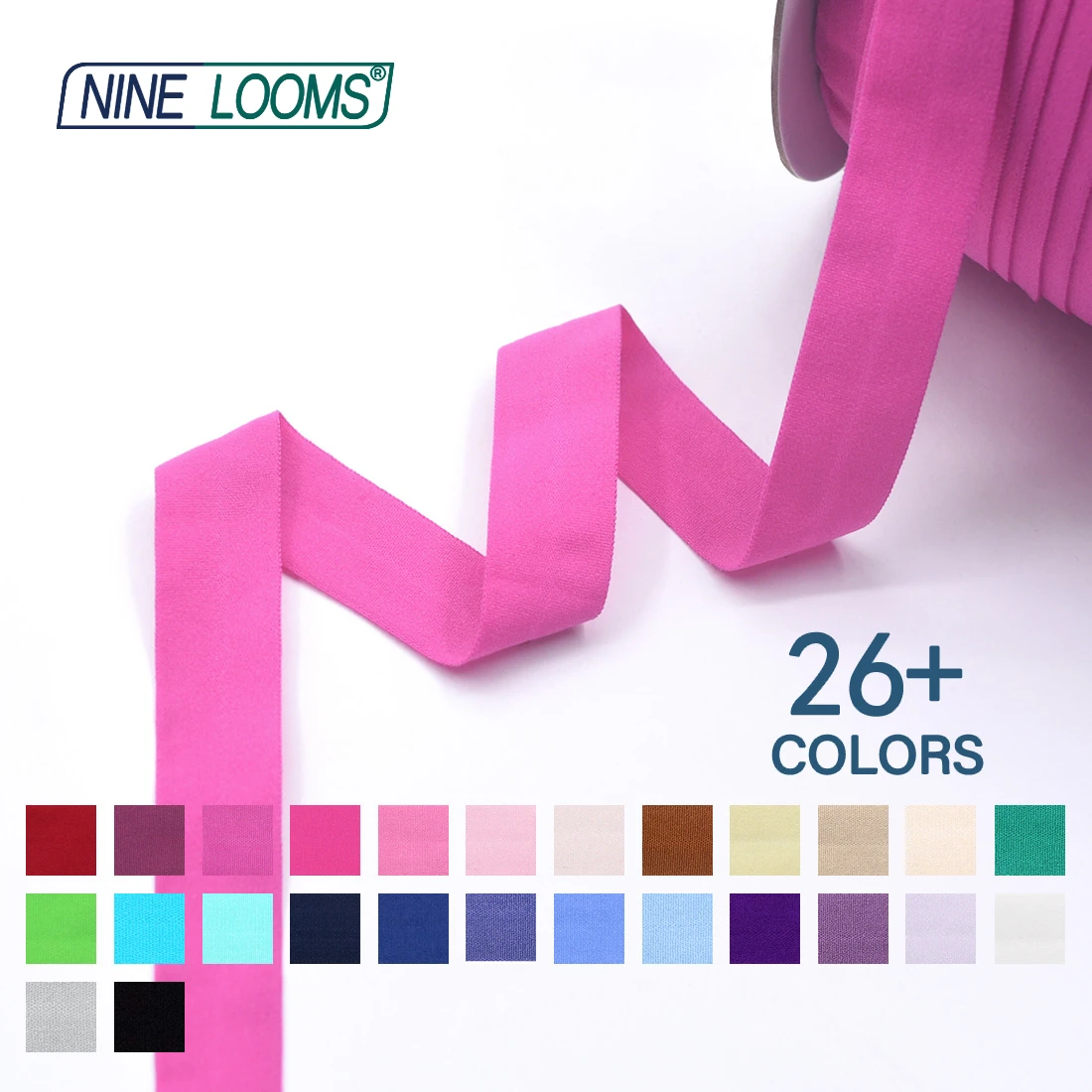 Neun Webstühle matt faltbar elastisch Feind 3/4 "20mm solide nicht glänzende Spandex Band Unterwäsche Dessous Näh besatz 50 Yard von Spule – Detail 4
