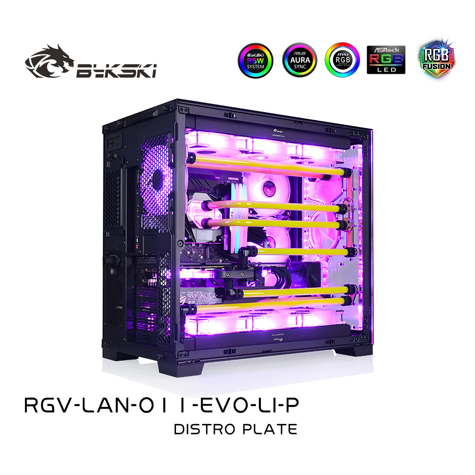 Bykski Distro Plate Water Cooling Kit for LianLi O11 EVO Chassis Case CPU GPU RGB RGV-LAN-O11-EVO-LI-P