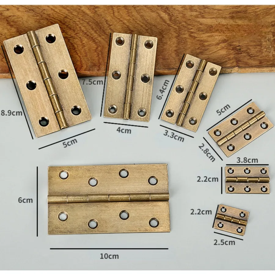 10pcs/bag Solid Brass Hinges Vintage Furniture Hardware Door and Window Cabinet Box Concealed Hinge Cabinet Hardware