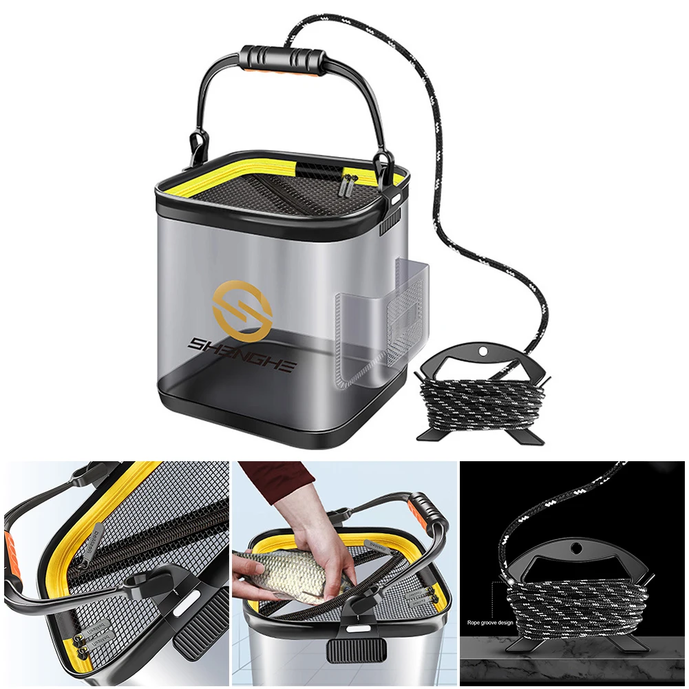 7/12L Foldable Live Fish Bucket EVA Thickened Fish Bucket Portable Water Tank Fishing Gear Live Fish Box Accessories Tool