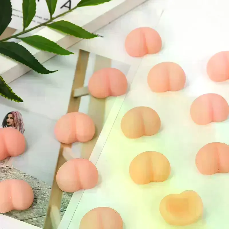 10Pcs Fun Noctilucent Butt Mochi Squeeze Stereo Relieve Stress Peach Bum Sticker Mobile Phone Decoration Accessories Toy