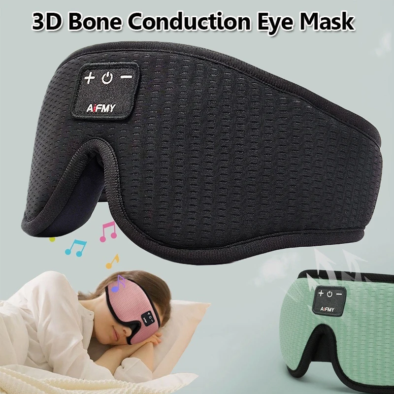 3D Bone Codnuction Sleep Headphones Wireless Bluetooth Music Headset Handsfree Call Sleeping Eye Mask Breathable Rechargeable