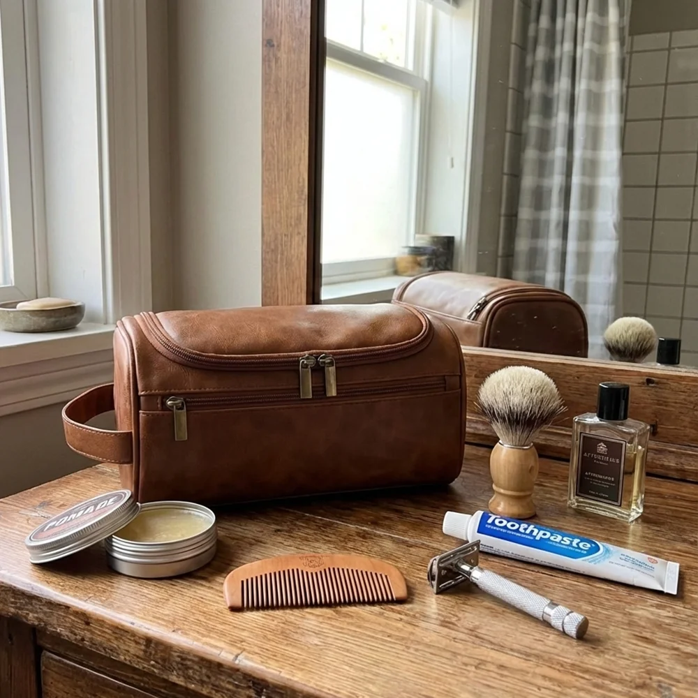 Neceser de lujo para hombre, estuche de cosméticos de viaje para viajes de negocios, organizador de maquillaje masculino, bolsa de almacenamiento cálida para el Día de San Valentín