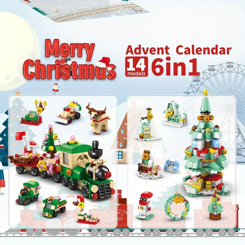 24Years 6 In 1 Upgraded Christmas Series Building Blocks Set Creative Winter Village House DIY Bricks Toys For Kids Xmas Gift