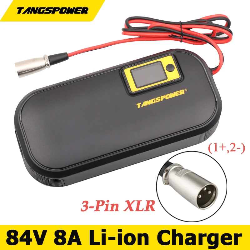 

84V 8A Smart Li-ion Battery Charger For 20S 72V Lithium Battery Charger LCD Dispay 3-Pin XLR Connector With Fan