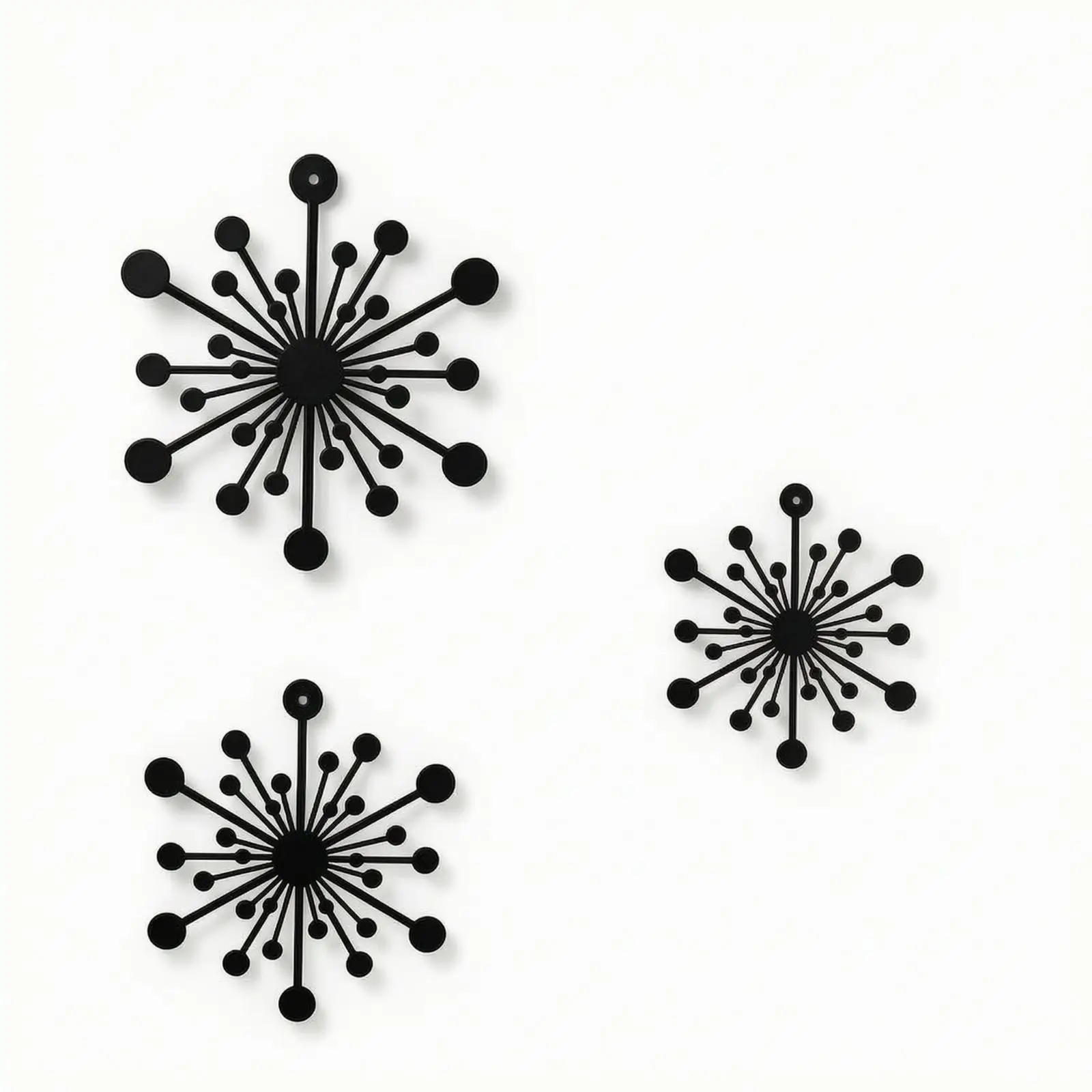 3 Pieces Sunburst Wall Decor Black Sunburst Sculpture Easy Install for Bedroom