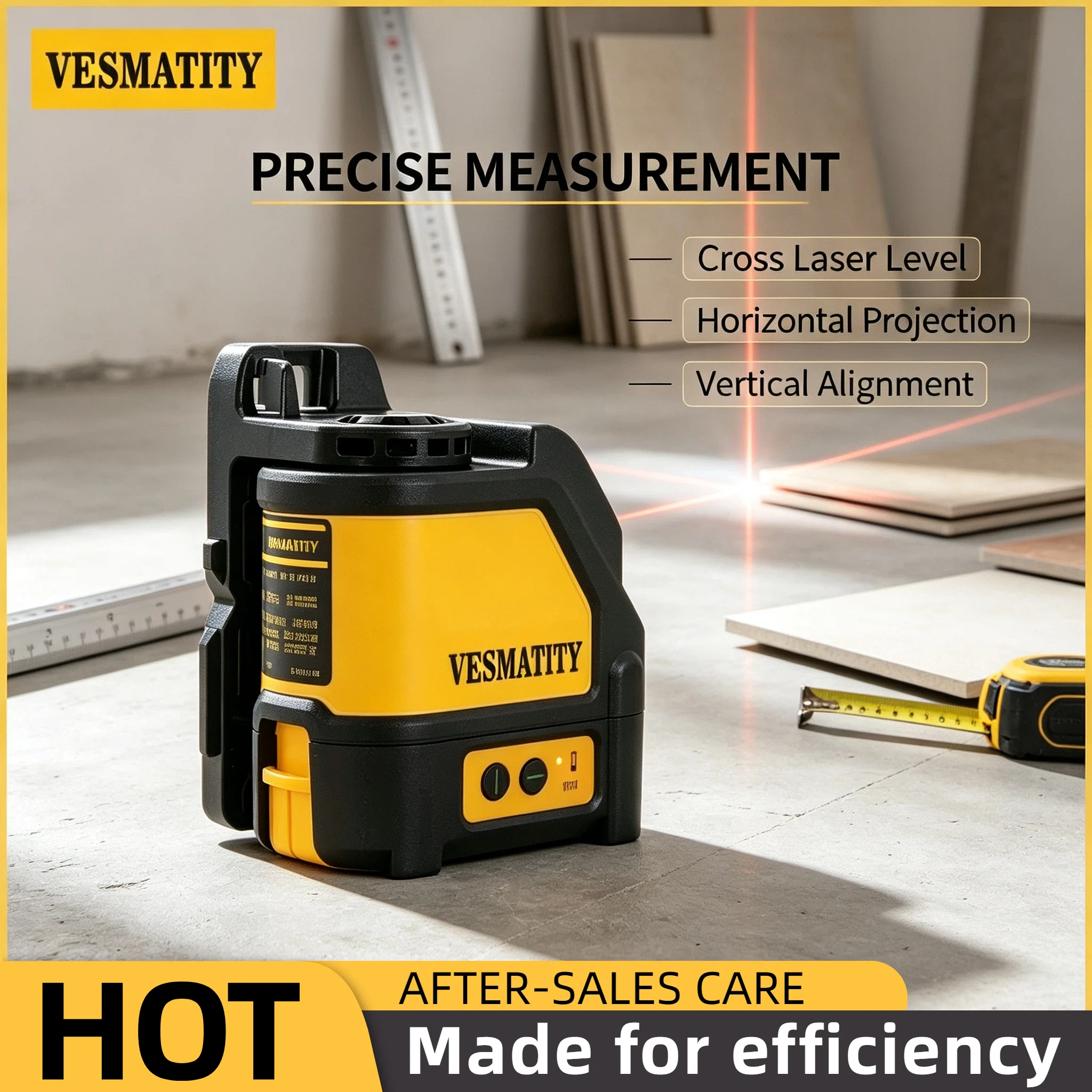 Vesmatity DW088CG Green Cross Line Laser Level Self Leveling High Precision Alignment for Construction Building Layout Portable