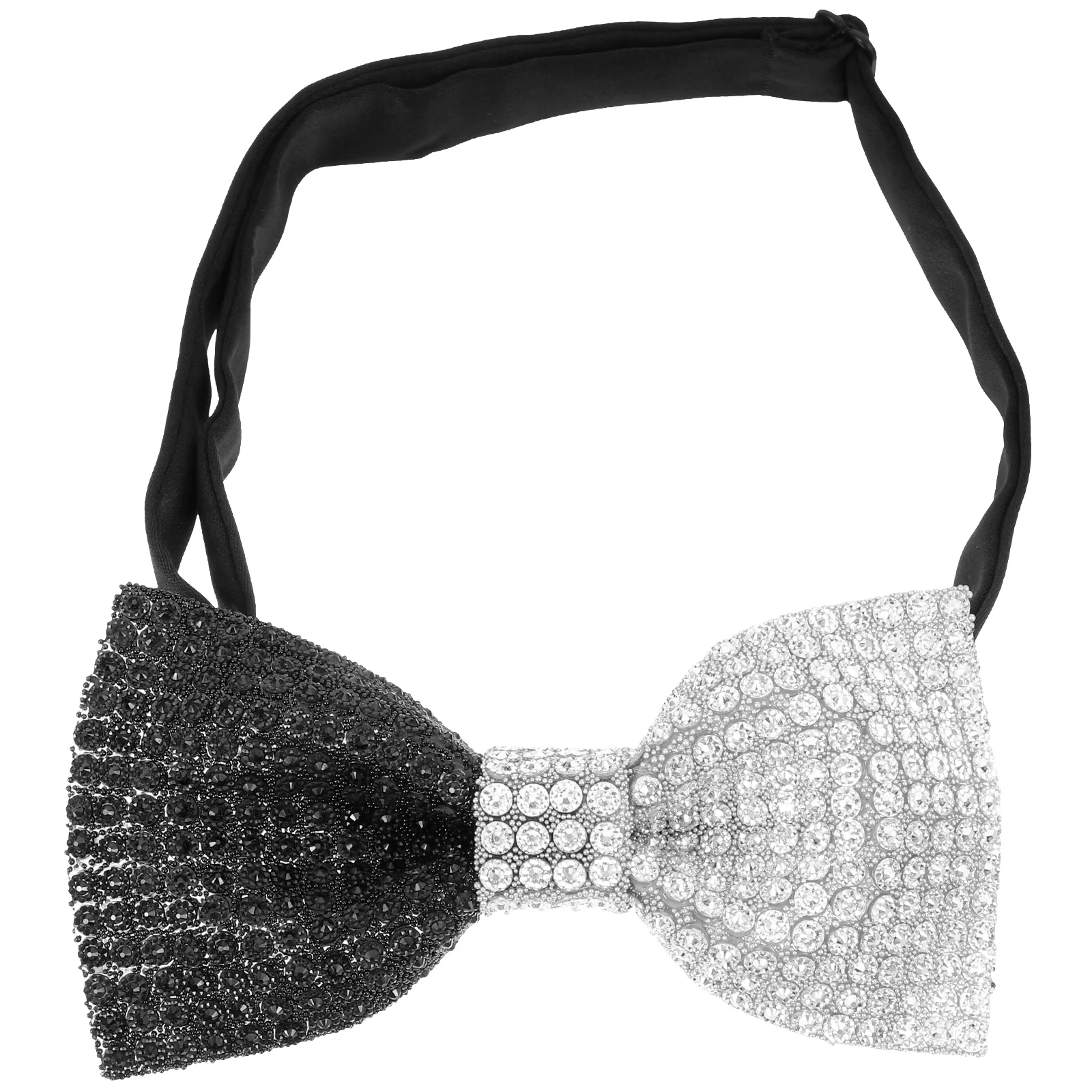 

Rhinestone Bow Tie for Men Wedding Banquet Party Pre-tied Adjustable Flash Retro Ribbon Decoration Black White Luxury