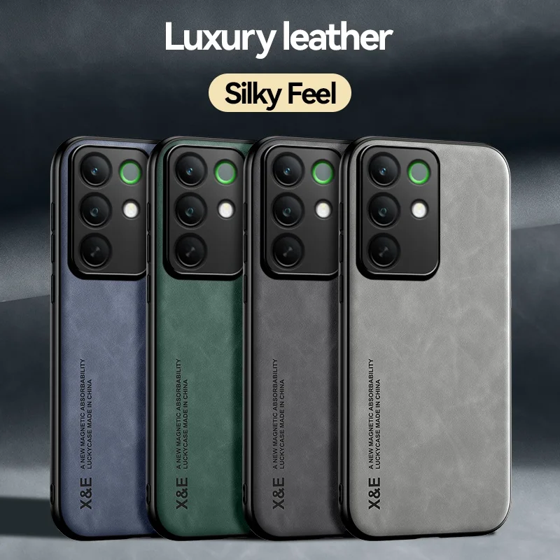 Luxury Leather Case For OPPO Realme C85 Pro C75 C67 C55 C53 C85 Cover With Metal Plate Support Car Hold