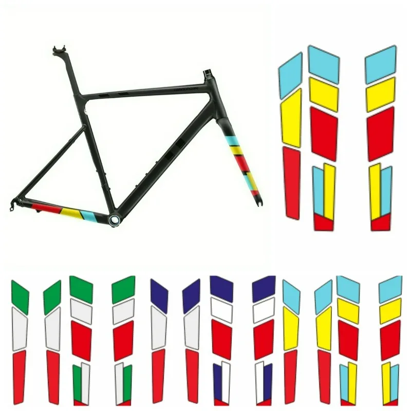 14Pcs 2D 3-Color Striped Bike Frame Fork Decals Durable PVC Stickers for Road Bike Modification Motorcycle Helmet Decor