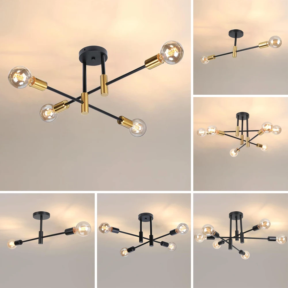 

Ретро промышленные потолочные люстры из кованого железа E27 светодиодный потолочный светильник домашний декор современный потолочный светильник для гостиной плафонье