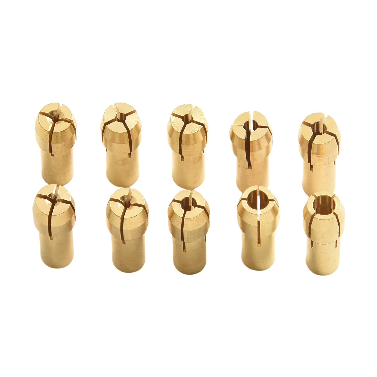Brass Collet Chuck Accessories Set for Rotary Tools 10 Pieces with M8x0 75mm Nut Size Range from 0 5mm to 3 2mm