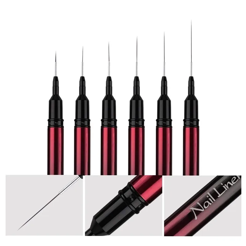 Pinceles delineadores para uñas de 6/9/12/15/18/25 mm, pincel para gel, pincel para pintar esmalte, pincel de diseño para arte de uñas 4