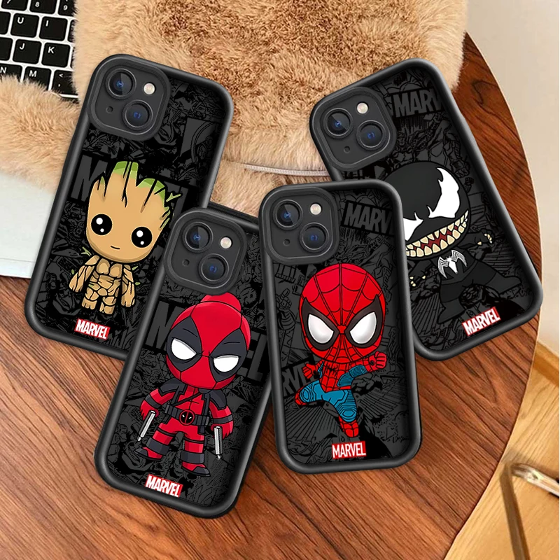 حافظة هاتف لهاتف آيفون 17 16 برو ماكس 17 اير 16e 15 14 13 12 11 برو ماكس 14 15 16 بلس غطاء ناعم سبايدر مان فينوم جروت ناعم