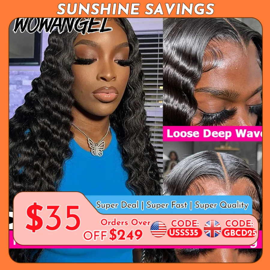 

250% Loose Deep Wave Human Hair Wigs Pre Plucked 13x6 HD Full Frontal Wigs 100% Human Hair Curly Lace Front Wigs For Black Women