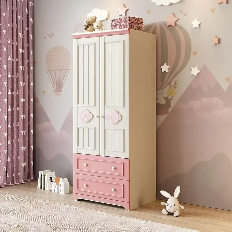 Modern Blue Bedroom Closet for Boys and Girls Simple Sliding Door System Children's Clothes Cabinet-Wholesale