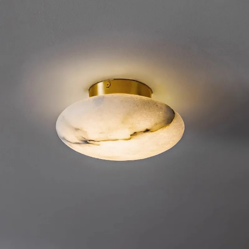Spanish Natural Marble Ceiling Lamp Bedrooms Copper Circular LED Ceiling Lights Balconies Corridors Entrance Fixtures Decoration