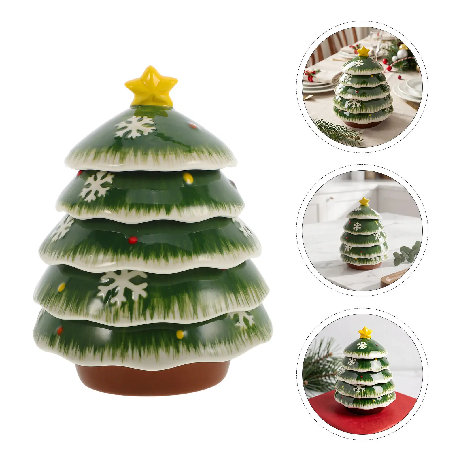 1Set Christmas Tree Shaped Condiment Bowl Multi Layer Ceramic Dip Plate Stable Base Holiday Party Snack Server
