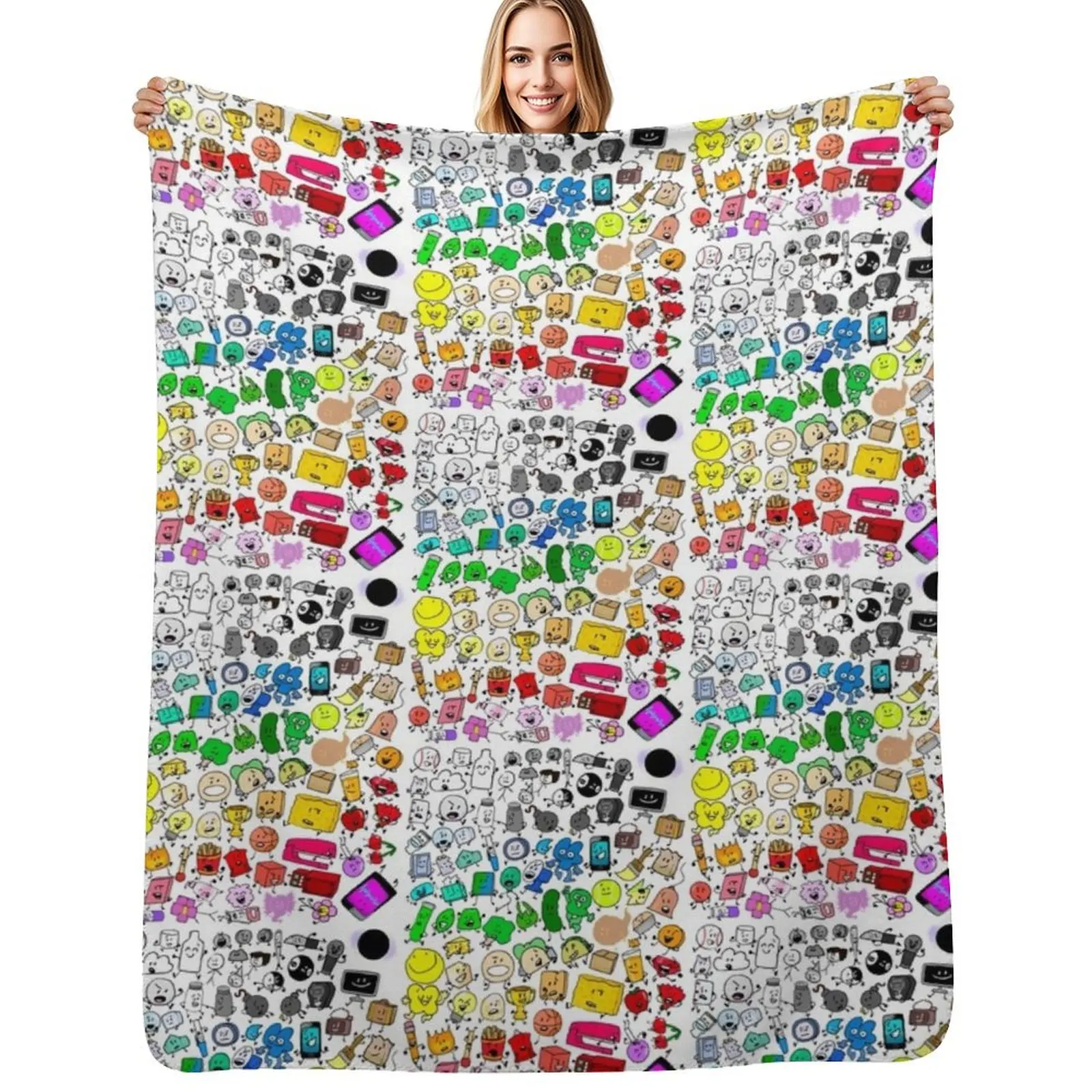 

BFDI Inanimate Insanity All Characters (Transparent) Throw Blanket Camping Extra Large Throw Soft Beds Moving Blankets