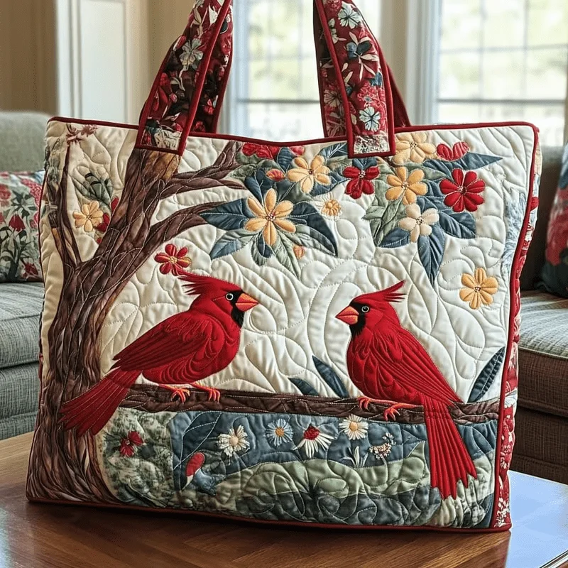 Quilted Tote Bag - Large Capacity Lightweight Handbag with Bird-Themed, Machine Washable Suitable for Travel, Shopping Tote Bag