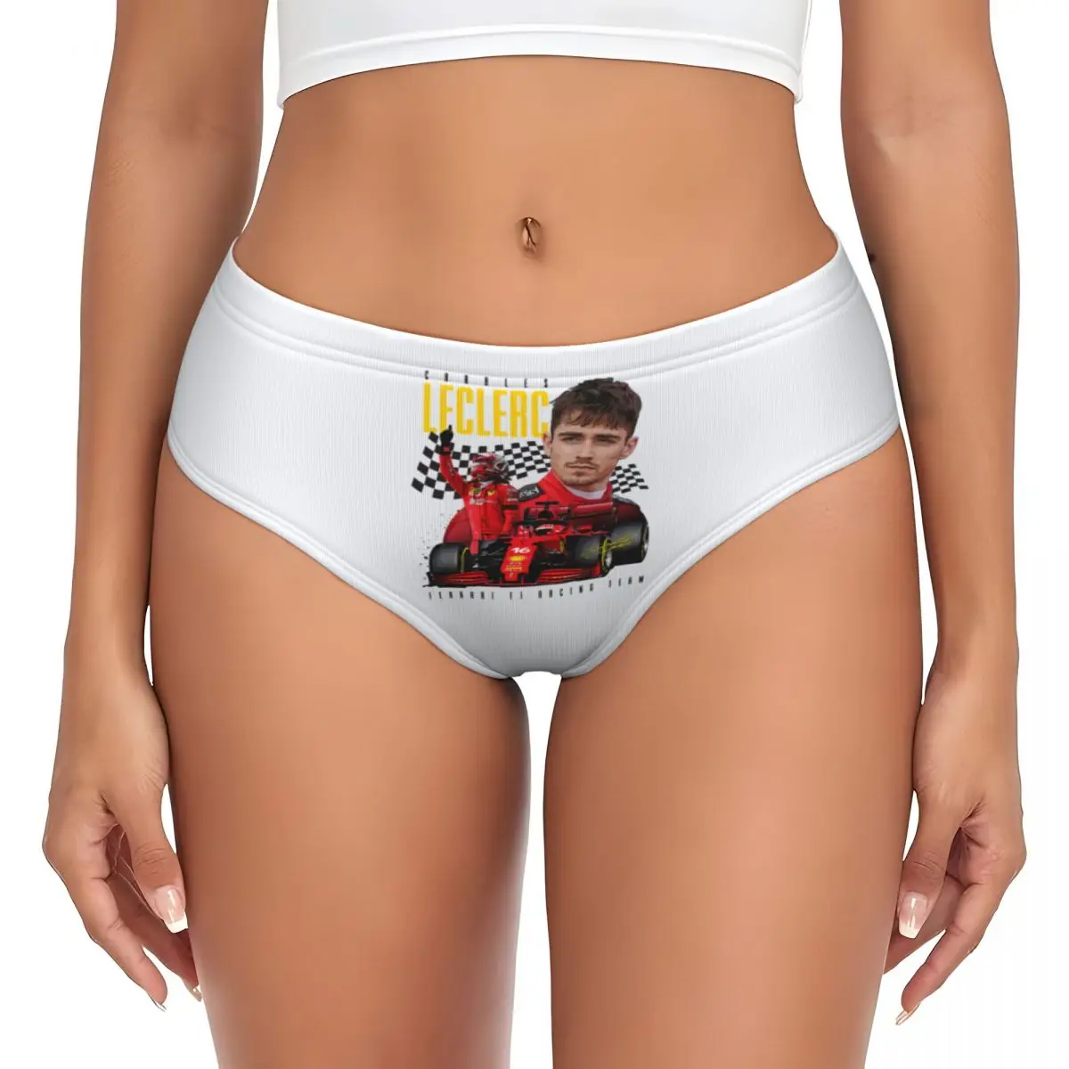 Custom Women Charles Leclerc 16 Sport Racing Car Brief Panties Female Stretch Underwear Underpants