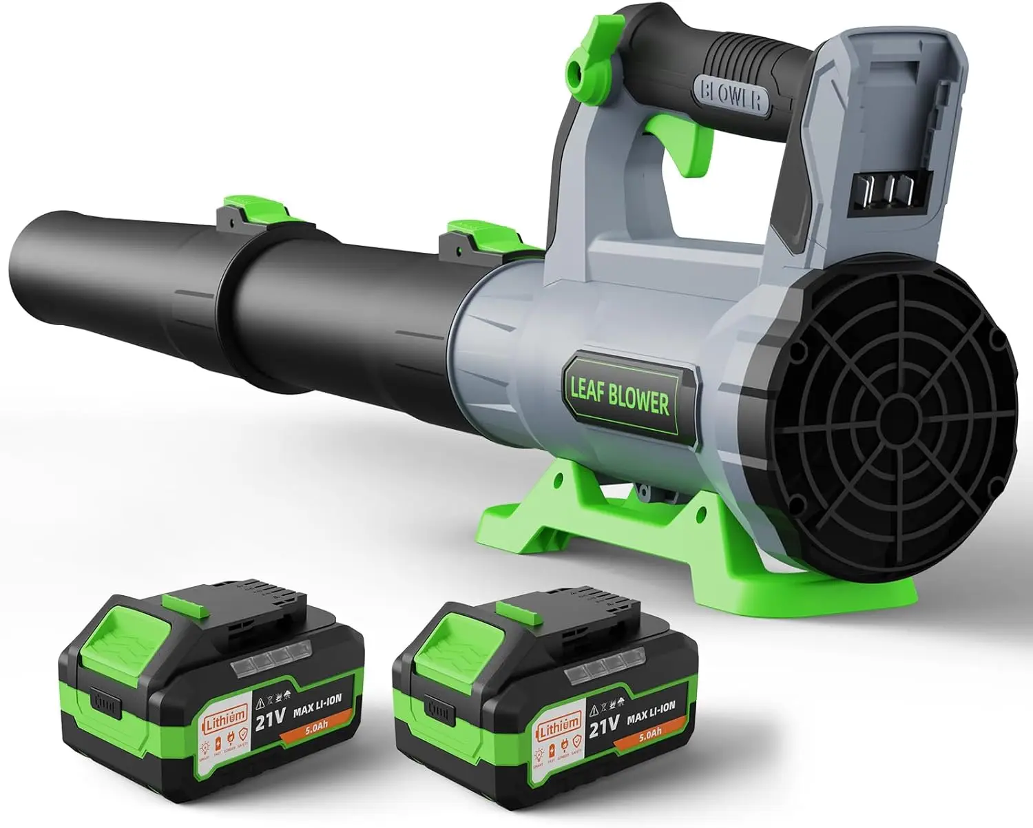 

Cordless Leaf Blower with 2x 5.0Ah Batteries, 21V Electric, Lightweight for Lawn Care and Cleaning