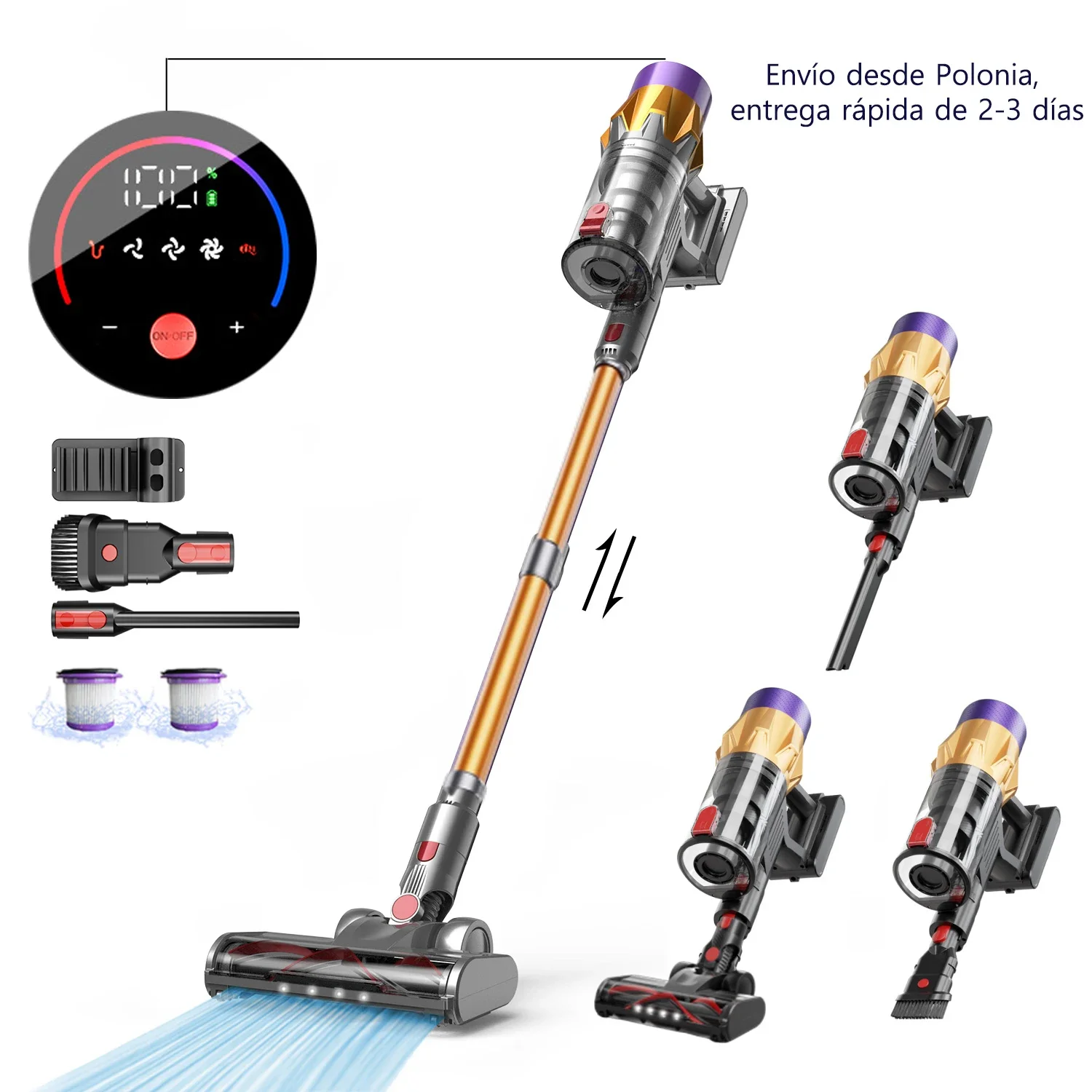 V18 Handheld Vacuum Cleaner 45kPa 550W Power 6 in 1 Cordless Vacuum Cleaner Smart Home LED Display Handheld Sweeper Machine