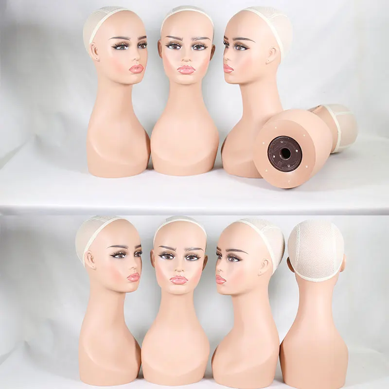 17-Inch Light Brown Mannequin Head Display Manikin Head with T-pin for Wigs,Makeup,Beauty Accessories