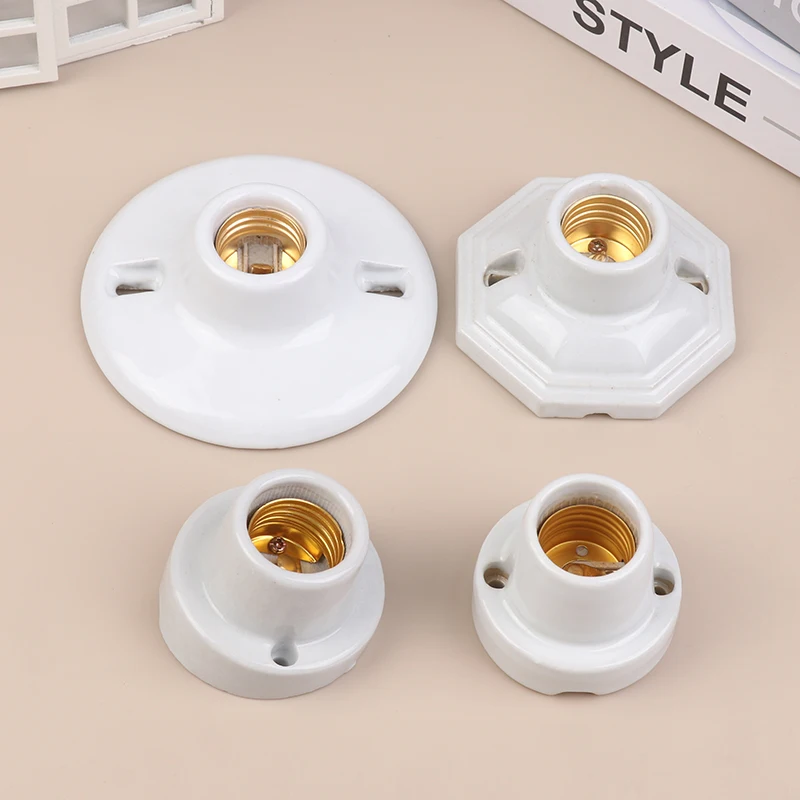 4 Styles High Temperature Resistant All Ceramic Lamp Holder Screw E27 All Copper Core High Quality Ceramic Light Base Holder