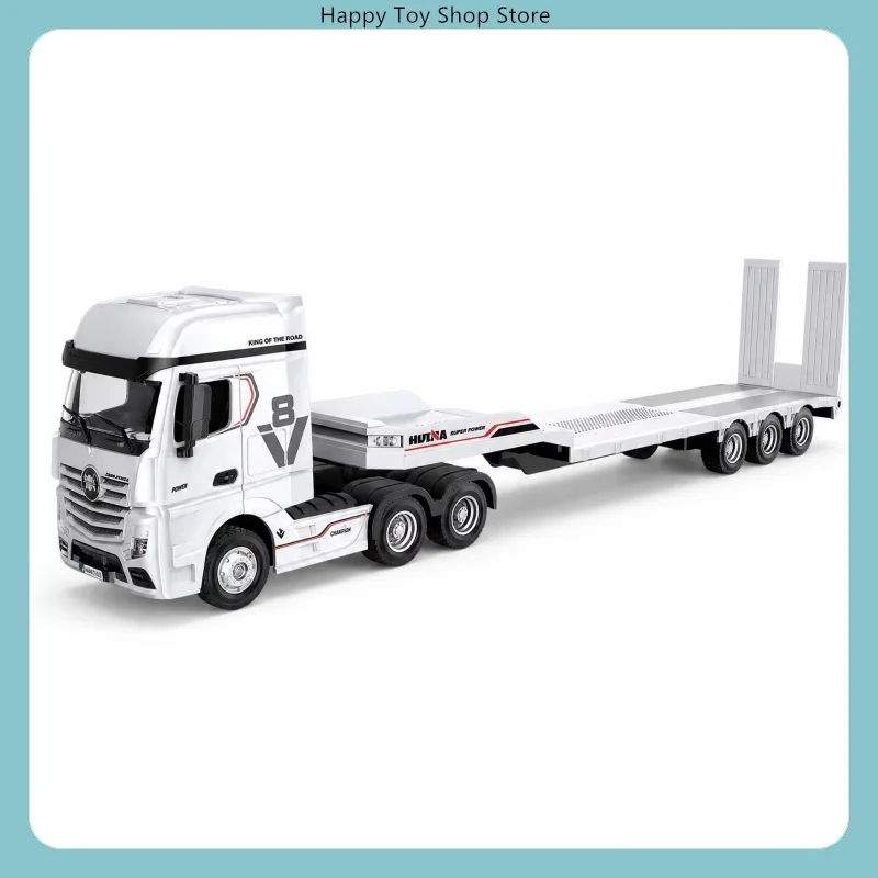 Remote Control RC Car HUINA 9900 1/64 12CH Mini Alloy Flatbed Tractor Truck 2.4G Electric Engineering Trailer Vehicle Model