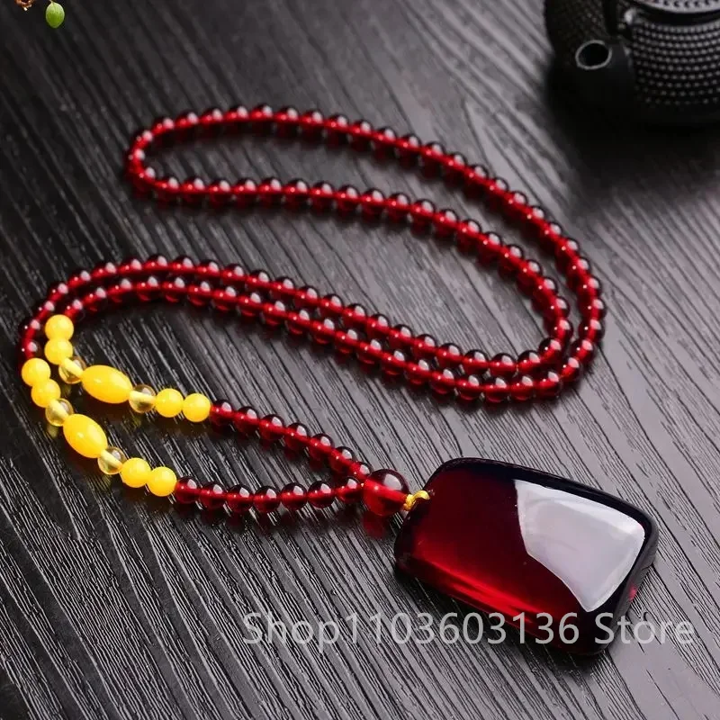 Fine Jewelry Blood Amber Pendant Necklace Women Men Fashion Charms Jewellery Natural Baltic Red Amber Necklaces Amulet Gifts