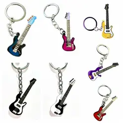 New Guitar Keychain Cute Bass Stainless Steel Keyring for Man Women Bag Pendant Car Key Ring Accessories Music Lovers Gift