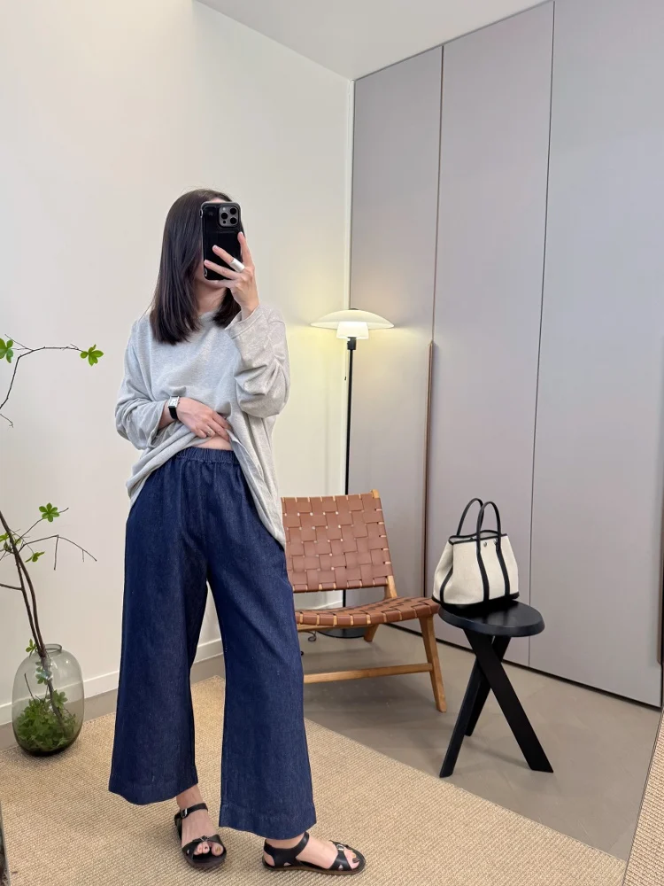 

Джинсы женские MKDesign, летние, новые, с высокой талией, из тонкого эластичного хлопка, повседневные, длиной 9/10, для похудения