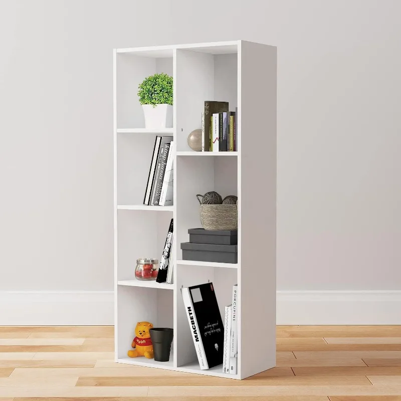 7 Cube Organizer Bookcase, Storage Shelves, Book Shelf, White, 9.25