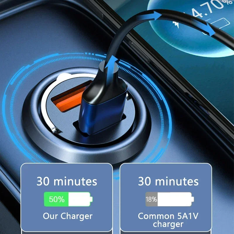 100/200W Mini Car Charger Fast Charging for IPhone QC3.0 Mini PD USB Type C Car Mobile Phone for Xiaomi Samsung Huawei Amagi - view 6