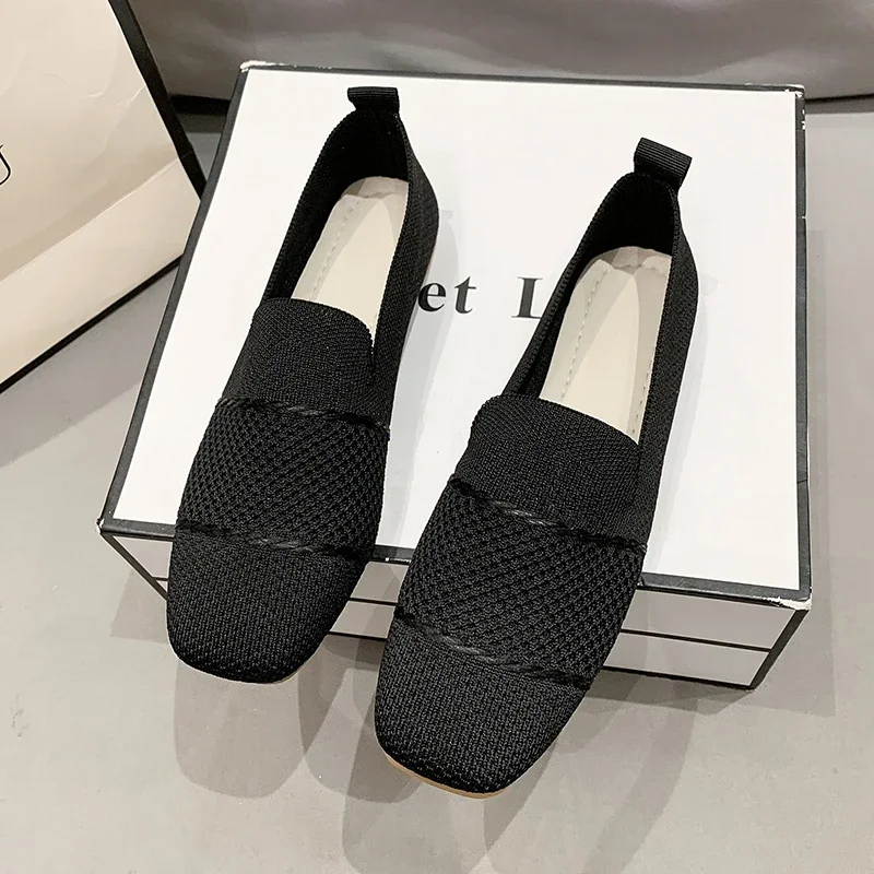 Zapatos planos De malla con punta cuadrada para Mujer, zapatillas transpirables informales con agujeros a la moda, novedad De verano, 2024