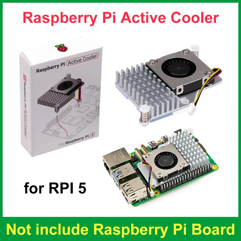 

Raspberry Pi Active Cooler с регулируемой скоростью, охлаждающий вентилятор с алюминиевым зеркальным радиатором для Raspberry Pi 5