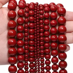 4-12mm Natural Dark Red Cinnabar Stone Beads Round Loose Bead for Diy Charms Bracelet Necklace Jewelry Making Supplies