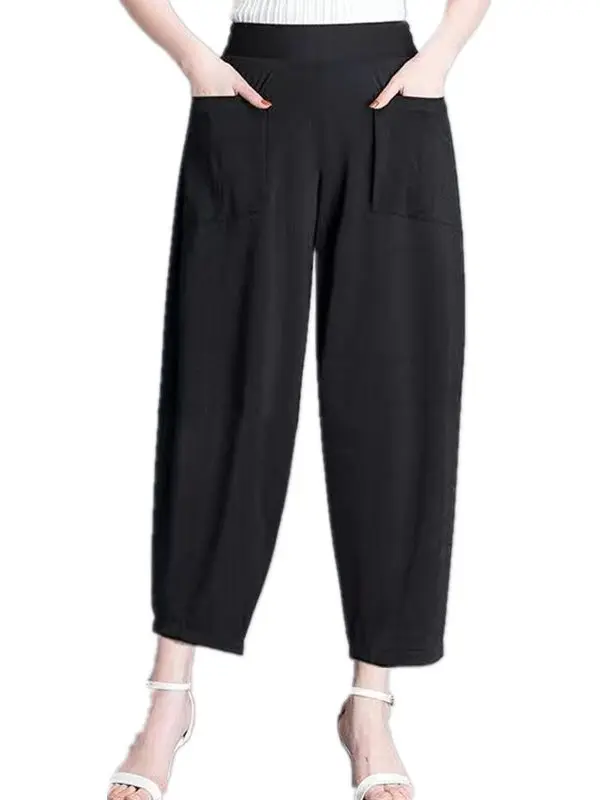 Sommer Dünne Neue frauen Casual Hosen Lose Karotte affe Laterne Hosen Hohe Taille Neun Punkte Harlan Hosen Polyester Faser