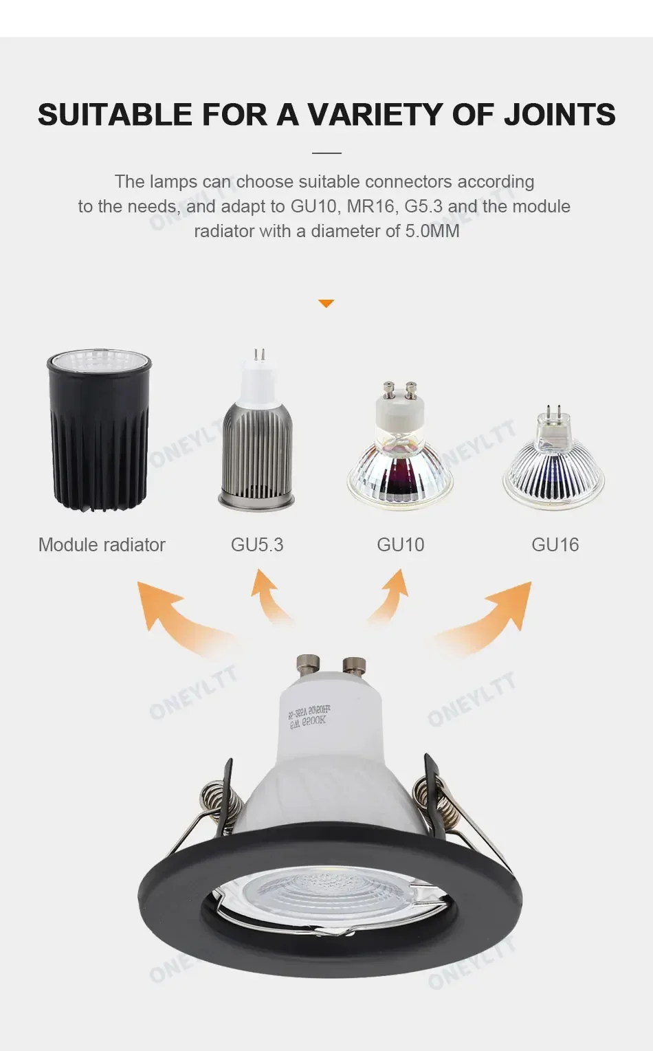 6pcs Recessed Downlight Frame LED Ceiling Fixtures Downlight GU10 MR16 Ceiling Spot Lights Fitting Fixture