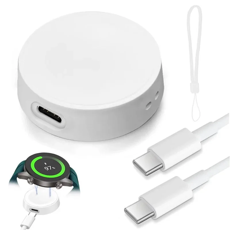 Cabo de carregamento portátil tipo C para relógio com chaveiro, compatível com Samsung Galaxy Watch Series 7, 6, 5, 4, 3, Active 2, 1, base de carrega