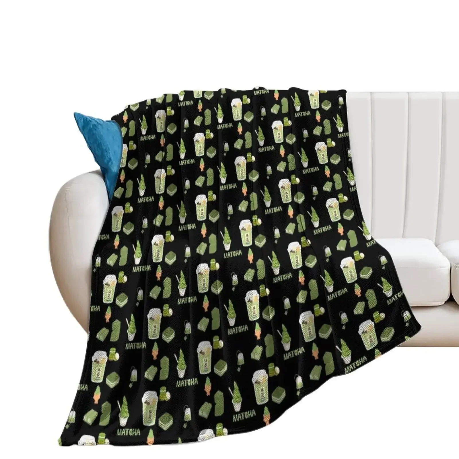 

matcha sticker pack Throw Blanket heavy to sleep Retros Blankets