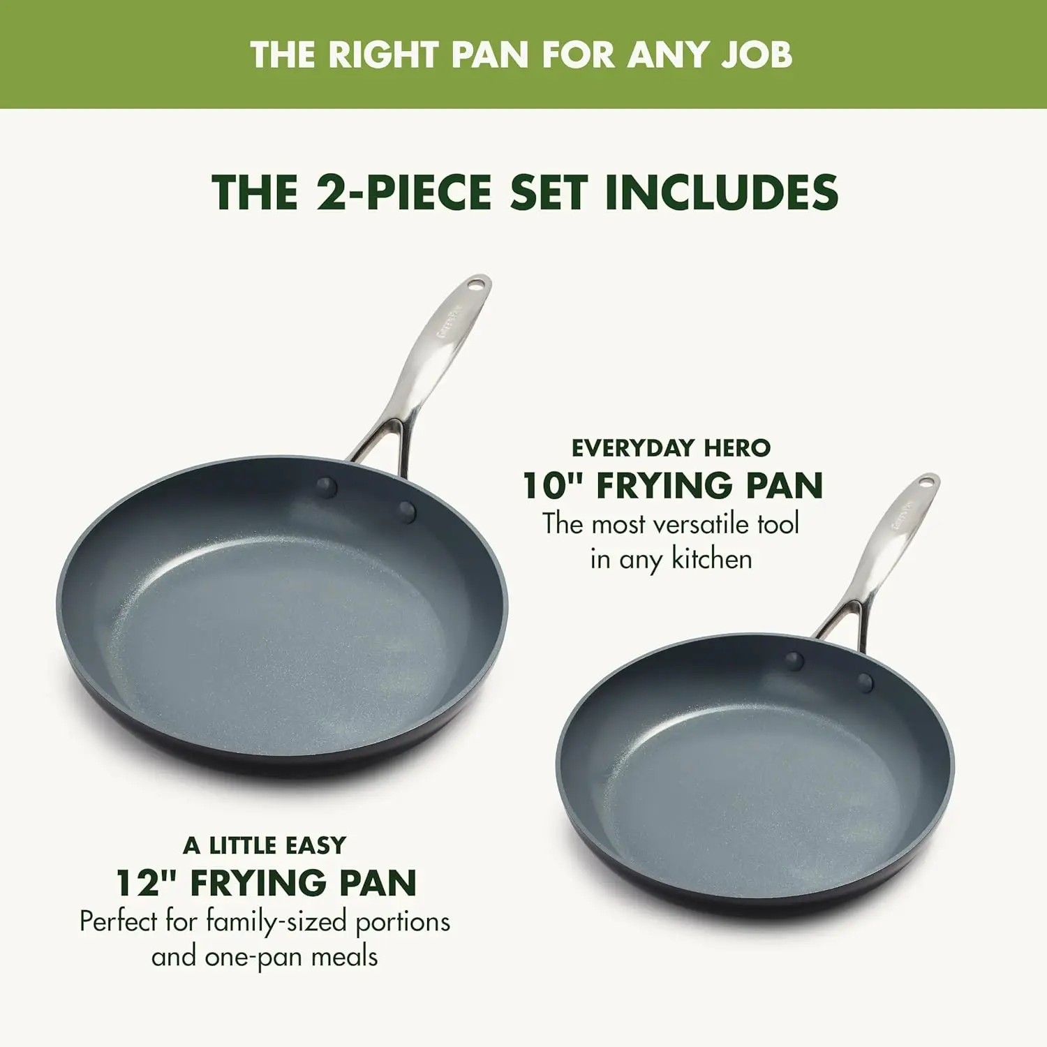 Valencia Pro Hard Anodized Healthy Ceramic Nonstick 10" and 12" Frying Pan Skillet Set, PFAS-Free, Induction, Dishwasher Safe